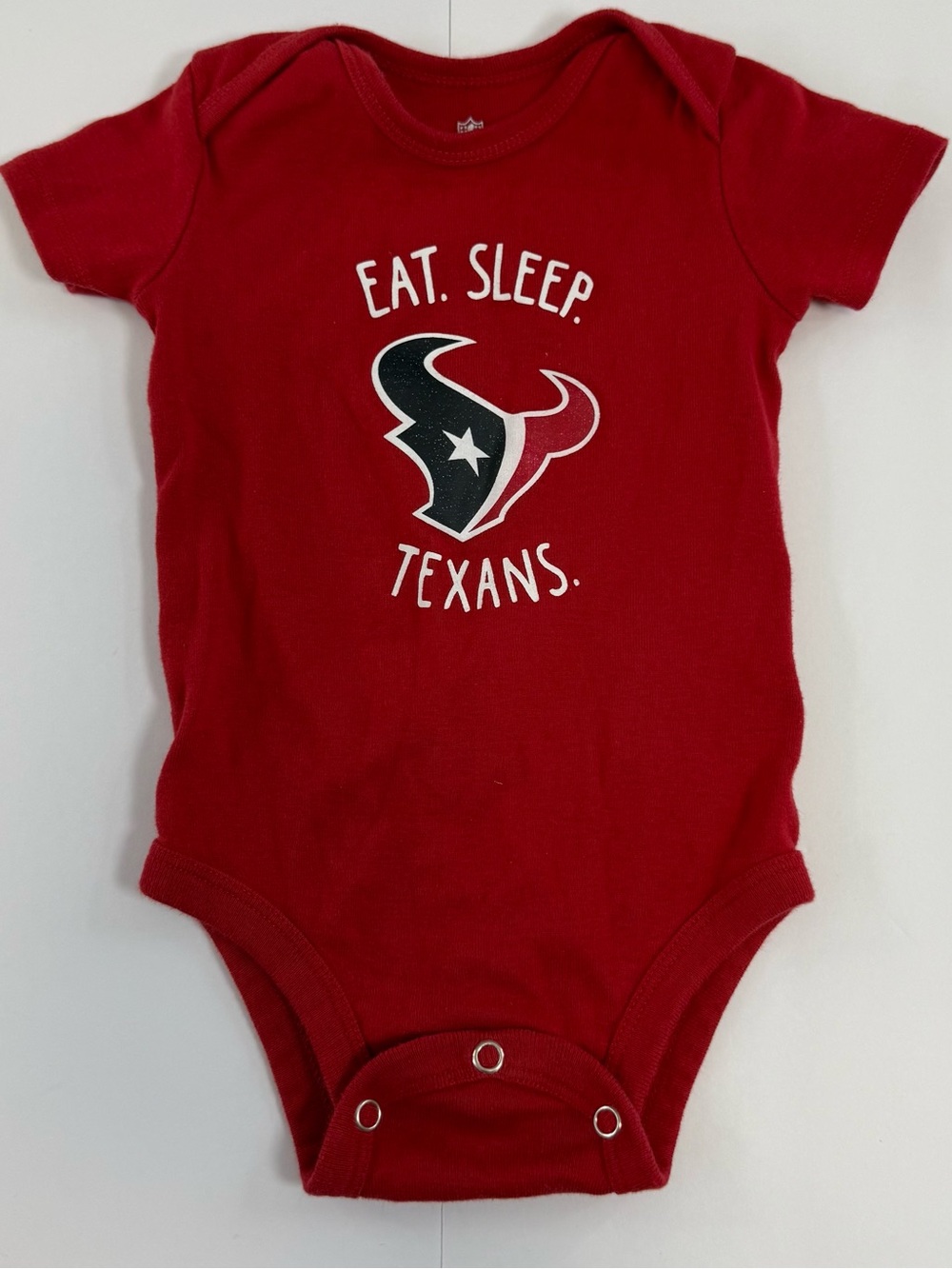 Houston Texans Red Baby Bodysuit – One-Piece snap bottom eat. sleep. Texans.